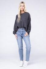 Double Gauze Oversized Henley Women's Blouse