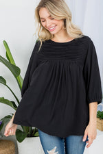 Women's Solid Pintuck Tunic Blouse