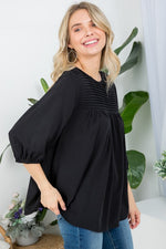 Women's Solid Pintuck Tunic Blouse