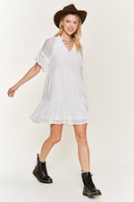 Ruffled Neck Tiered Mini Dress