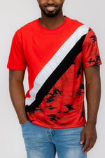 SHORT SLEEVE CAMO COLOR BLOCK TSHIRT