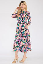 Celeste Full Size Floral Midi Dress with Bow Tied