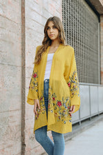 Women's Long Floral Printed Kimono Cardigan