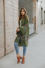 Women's Long Floral Printed Kimono Cardigan