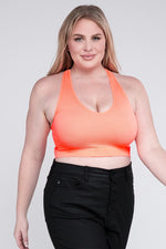 Coral Plus Ribbed Cropped Racerback Tank Top