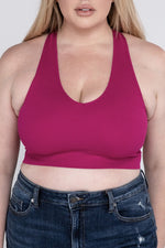 Pink Plus Ribbed Cropped Racerback Tank Top