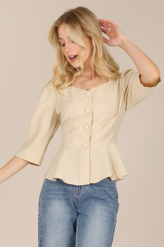 Women's 3/4 Sleeve front button blouse