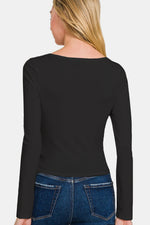 Zenana Square Neck Fitted Long Sleeve T-Shirt