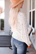 Women Leopard Crew Neck Long Sleeve Blouse