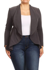 Women's Plus Size Casual Solid Color Open Front Blazer