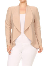 Women's Plus Size Casual Solid Color Open Front Blazer