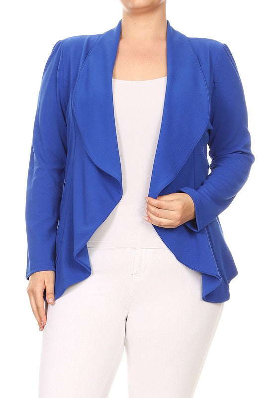 Women's Plus Size Casual Solid Color Open Front Blazer