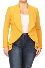 Women's Plus Size Casual Solid Color Open Front Blazer