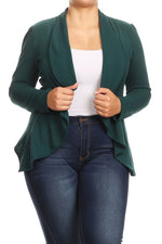 Women's Plus Size Casual Solid Color Open Front Blazer