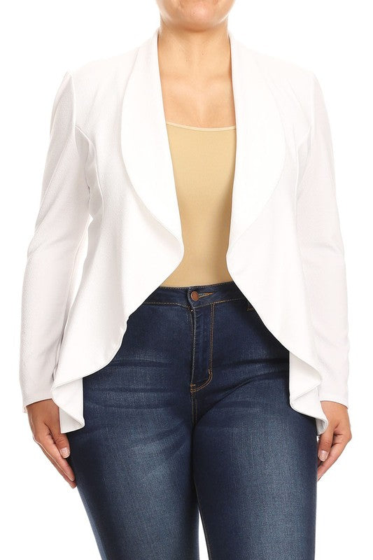 Women's Plus Size Casual Solid Color Open Front Blazer