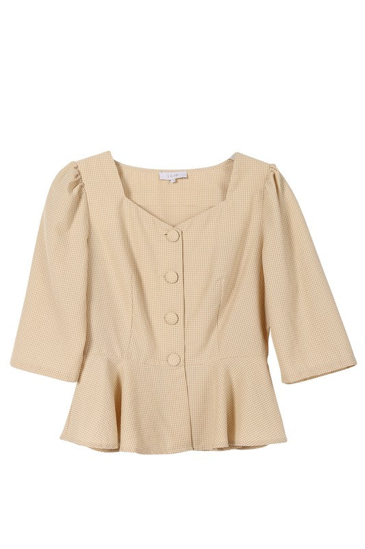 Women's 3/4 Sleeve front button blouse