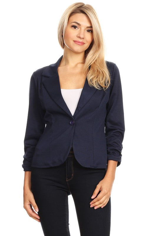 Women's Solid Color Waist Length Blazer