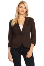 Women's Solid Color Waist Length Blazer