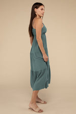 Women's Woven Sweetheart Neckline Tiered Cami Midi Dress