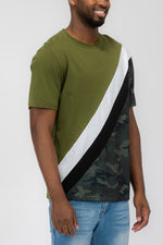 SHORT SLEEVE CAMO COLOR BLOCK TSHIRT