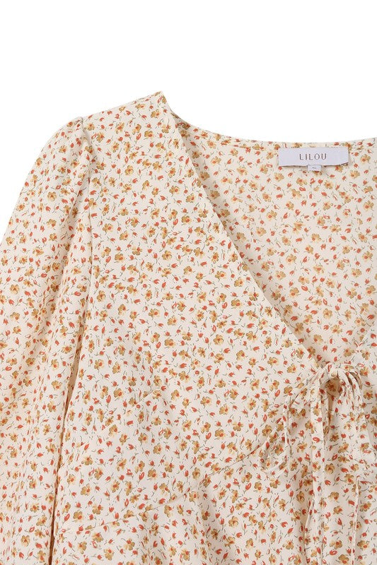 Women's LS Floral Frill Blouse