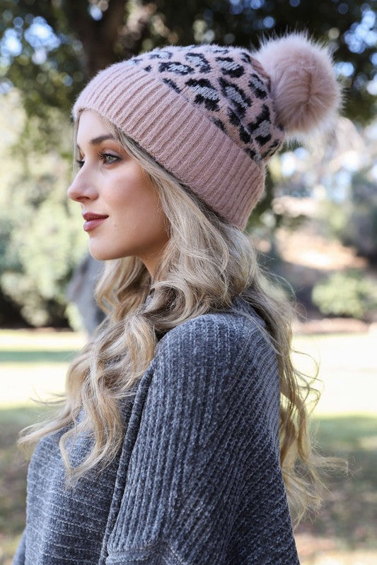 Leopard Knit Beanie