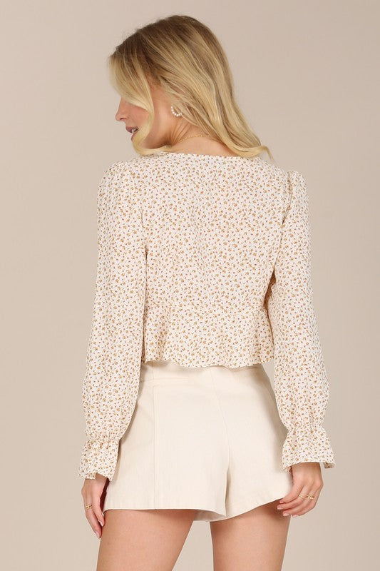 Women's LS Floral Frill Blouse