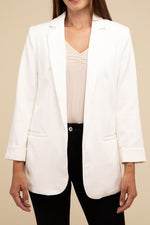 Woven Long Sleeve Open Front Classic Blazer