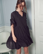 Ruffled Neck Tiered Mini Dress