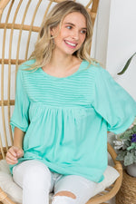 Women's Solid Pintuck Tunic Blouse Plus Size