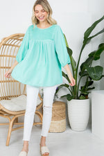 Women's Solid Pintuck Tunic Blouse