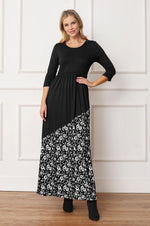 Asymmetrical Leopard Accent Maxi Dress