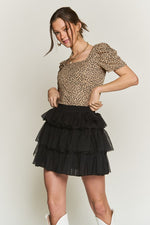 Women's Solid Mesh Tiered Skirts