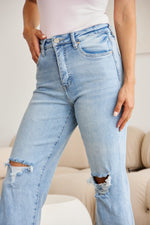 RFM Full Size Tummy Control High Waist Raw Hem Distressed Cropped Jeans