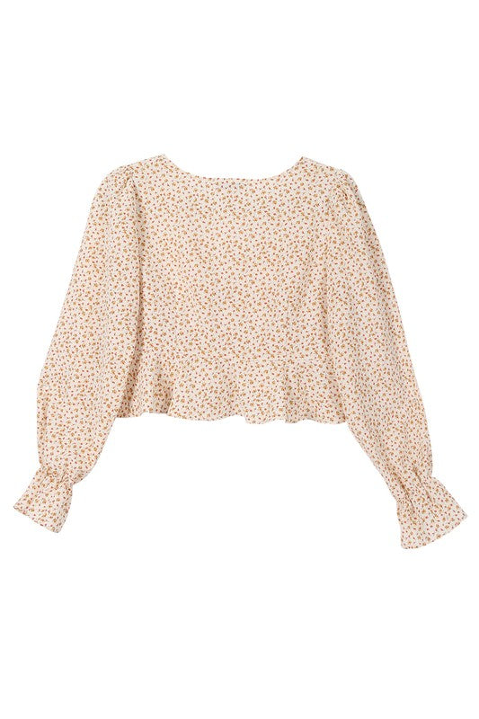 Women's LS Floral Frill Blouse