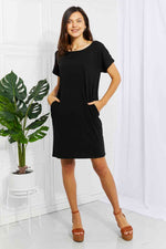 Zenana Chic in the City Full Size Rolled Short Sleeve Dress