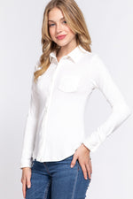 Active Basic Long Sleeve Front Pocket DTY Brushed Shirt