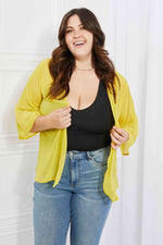 Melody Just Breathe Full Size Chiffon Kimono in Yellow