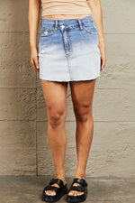 BAYEAS High Waisted Asymmetrical Ombre Mini Skirt