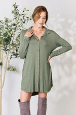 Celeste Full Size Button Down Shirt Dress