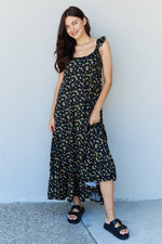 Doublju In The Garden Ruffle Floral Maxi Dress inBlack Yellow Floral